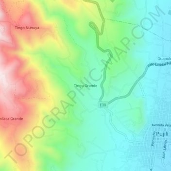 Tingo Grande topographic map, elevation, terrain