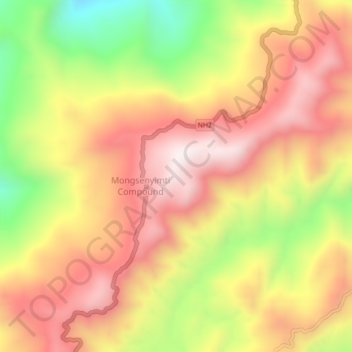Mongsenyimti topographic map, elevation, terrain
