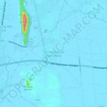 Kampung Guar Ujung Batu topographic map, elevation, terrain