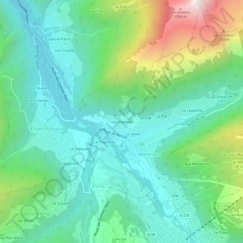 Les Granges topographic map, elevation, terrain