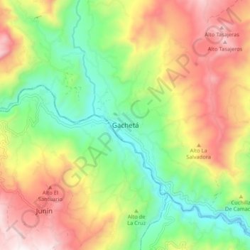 Gachetá topographic map, elevation, terrain
