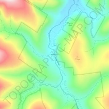 Oliverea topographic map, elevation, terrain