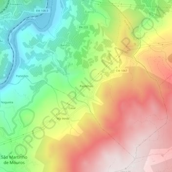 Pardelhas topographic map, elevation, terrain