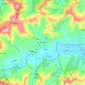 Crocetta di Sopra topographic map, elevation, terrain