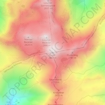 Geier topographic map, elevation, terrain