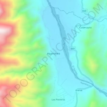 Algarrobera topographic map, elevation, terrain