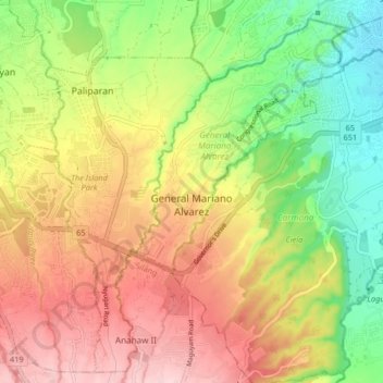 GMA topographic map, elevation, terrain