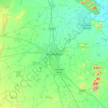 Anantapur topographic map, elevation, terrain