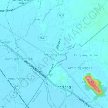Kampung Sena topographic map, elevation, terrain
