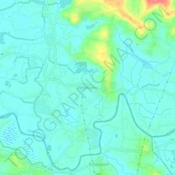 Venmony topographic map, elevation, terrain