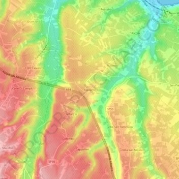 Aquilano topographic map, elevation, terrain