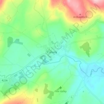 Convoy topographic map, elevation, terrain