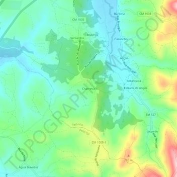 Charneca topographic map, elevation, terrain