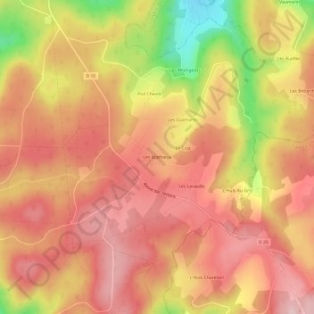 Les Mathieux topographic map, elevation, terrain