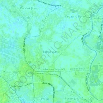 Lebak Wangi topographic map, elevation, terrain