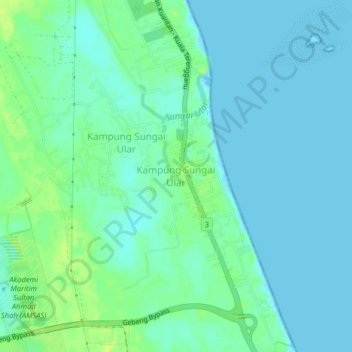 Kampung Sungai Ular topographic map, elevation, terrain