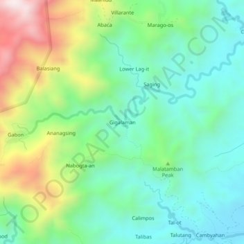 Gigalaman topographic map, elevation, terrain