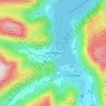 Glenridding topographic map, elevation, terrain
