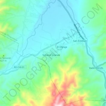 Sabana Grande topographic map, elevation, terrain