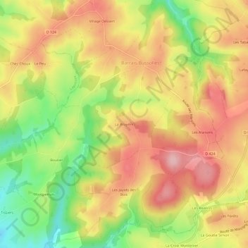La Bruyère topographic map, elevation, terrain