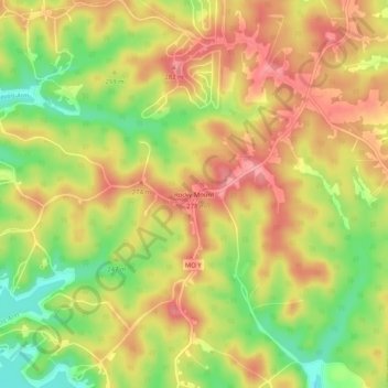 Rocky Mount topographic map, elevation, terrain