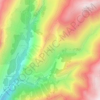 Bonnefin topographic map, elevation, terrain