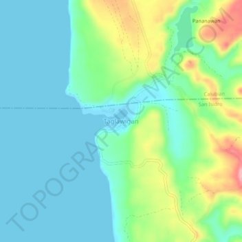 Taglawigan topographic map, elevation, terrain