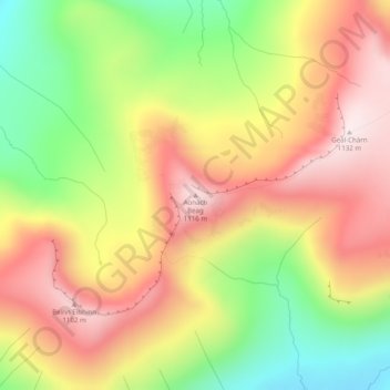 Aonach Beag topographic map, elevation, terrain