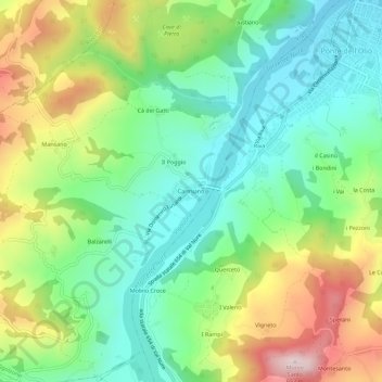 Carmiano topographic map, elevation, terrain