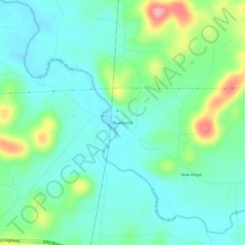 Readyville topographic map, elevation, terrain