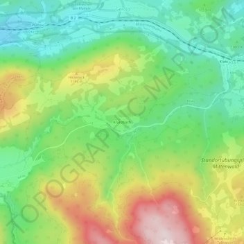 Kranzbach topographic map, elevation, terrain