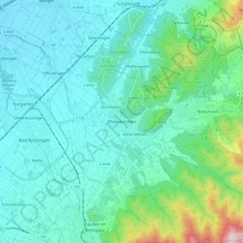 Ehrenkirchen topographic map, elevation, terrain