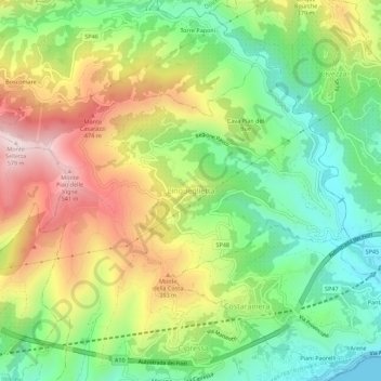 Lingueglietta topographic map, elevation, terrain