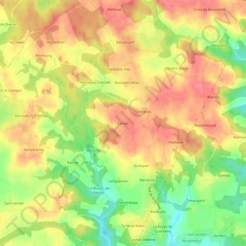 Caniac topographic map, elevation, terrain
