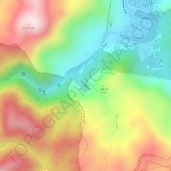 Fairy Falls topographic map, elevation, terrain