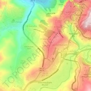 E'dkak topographic map, elevation, terrain