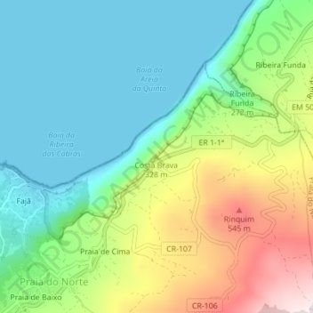 Costa Brava topographic map, elevation, terrain