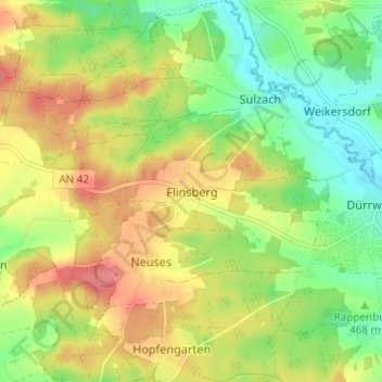 Flinsberg topographic map, elevation, terrain