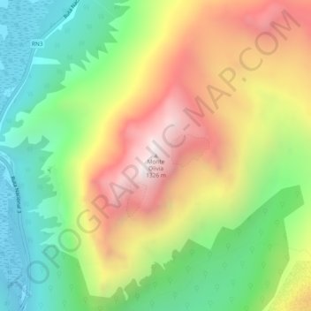 Monte Olivia topographic map, elevation, terrain