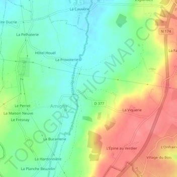La Verdelette topographic map, elevation, terrain