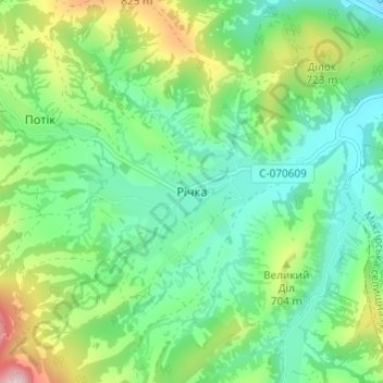 Richka topographic map, elevation, terrain