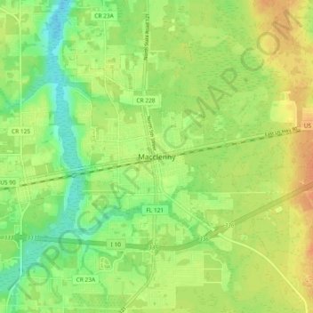 Macclenny topographic map, elevation, terrain