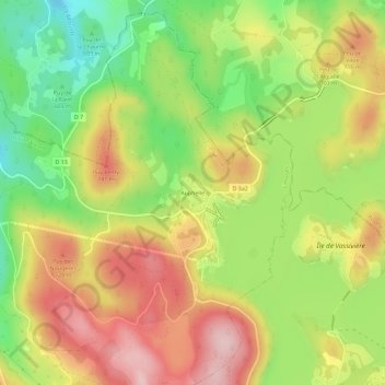 Auphelle topographic map, elevation, terrain
