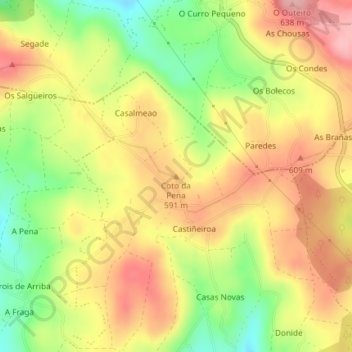 Coto da Pena topographic map, elevation, terrain