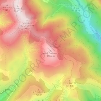 Mont Brussière topographic map, elevation, terrain