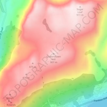 Queenstown Hill topographic map, elevation, terrain