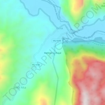Meliton Carbajal topographic map, elevation, terrain