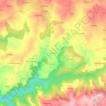 Le Mas topographic map, elevation, terrain