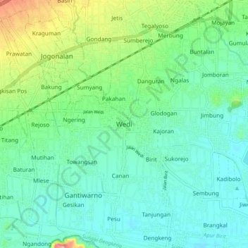 Wedi topographic map, elevation, terrain