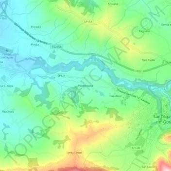 Palmentata topographic map, elevation, terrain